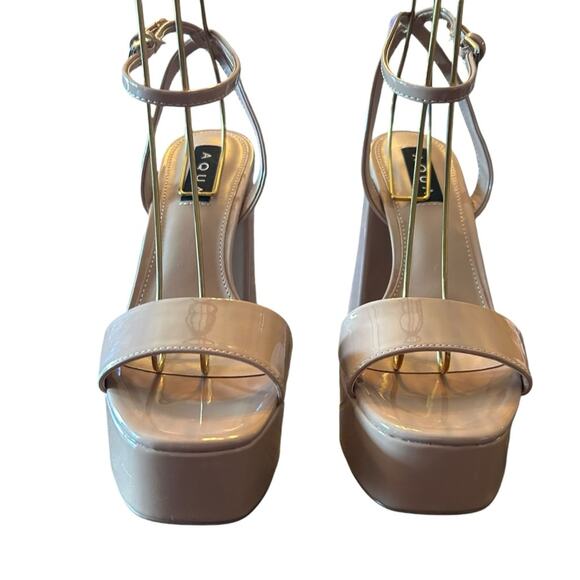 Aqua Cher Leather Ankle Strap Platform Heels Sexy Modern Uptown NEW Size 7 - Picture 2 of 10